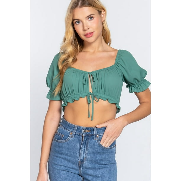 Top Corto de Punto con Estampado Floral