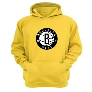Genérico - Polerón Canguro Brooklyn Nets Amarillo Talla Xs Unisex