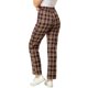 thumbnail image 3 of INSPIRE CHIC Pantalones Largos Rectos de Mujer con Cintura Elástica a Cuadros, Botón y Cremallera XL Rojo Marrón, 3 of 8