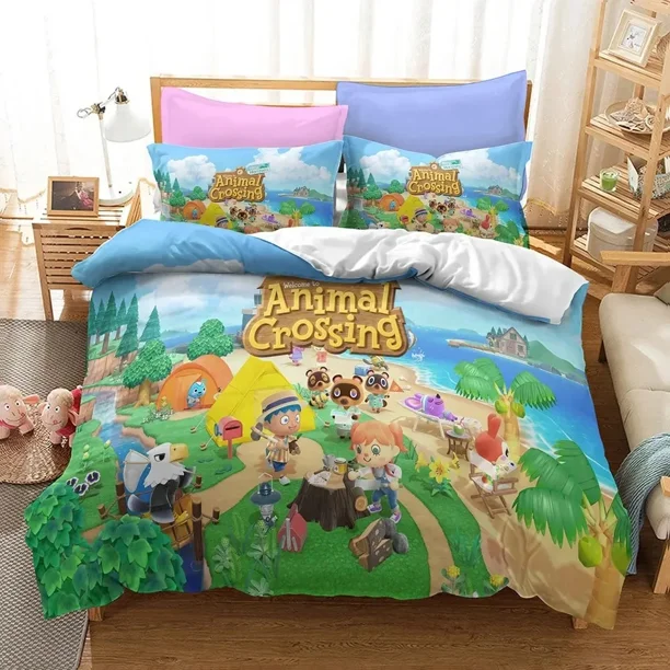Cartoon Animal Crossing Bedding Set Boys Girls Duvet Cover Pillowcase Bed Kids Adult Fashion Home Textileextile Bed Sheets