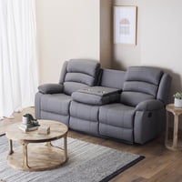 Daniels - Sofá 3 Cuerpos Reclinable Moderno Gris New Praga 8041Sffgr