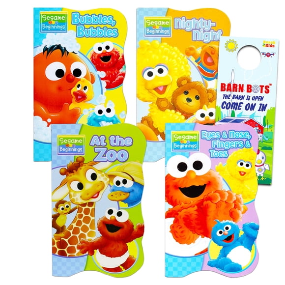 Set de 4 Board Books Sesame Street Beginnings con colgador para puerta