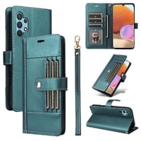 Foxdock Funda Tipo Cartera Para Samsung Galaxy A32 4G – Cubierta De Cuero Pu Con Múltiples Ranuras, Bolsillo Para Efectivo Y Correa De Muñeca