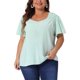 thumbnail image 1 of Agnes Orinda Blusa de Gasa de Verano con Cuello en V y Mangas con Volantes para Mujer de Talla Grande 1X Verde Claro, 1 of 6
