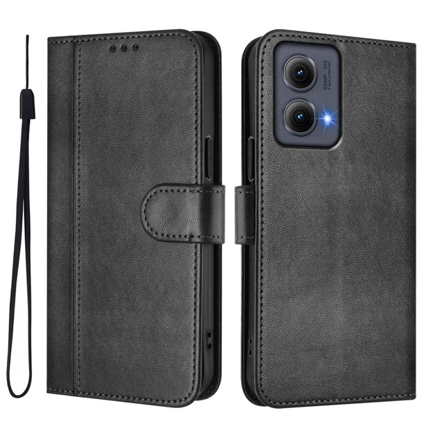 Funda Cartera para Motorola Moto Edge 5G 2024 Protección 360° con Ranuras para Tarjetas y Soporte Negro