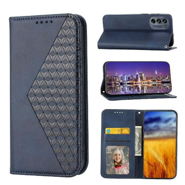 Funda Flip FOXDOCK para Motorola Moto G Stylus 5G 2022 , Estilo Billetera con Diseño Rombo, Correa de Mano y Soporte, Uso Diario