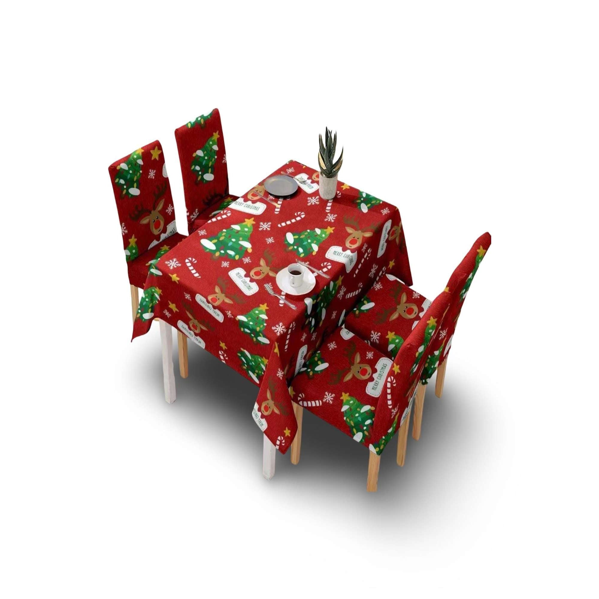 Mylhogar - Mantel De Navidad Mas 6 Fundas De Sillas