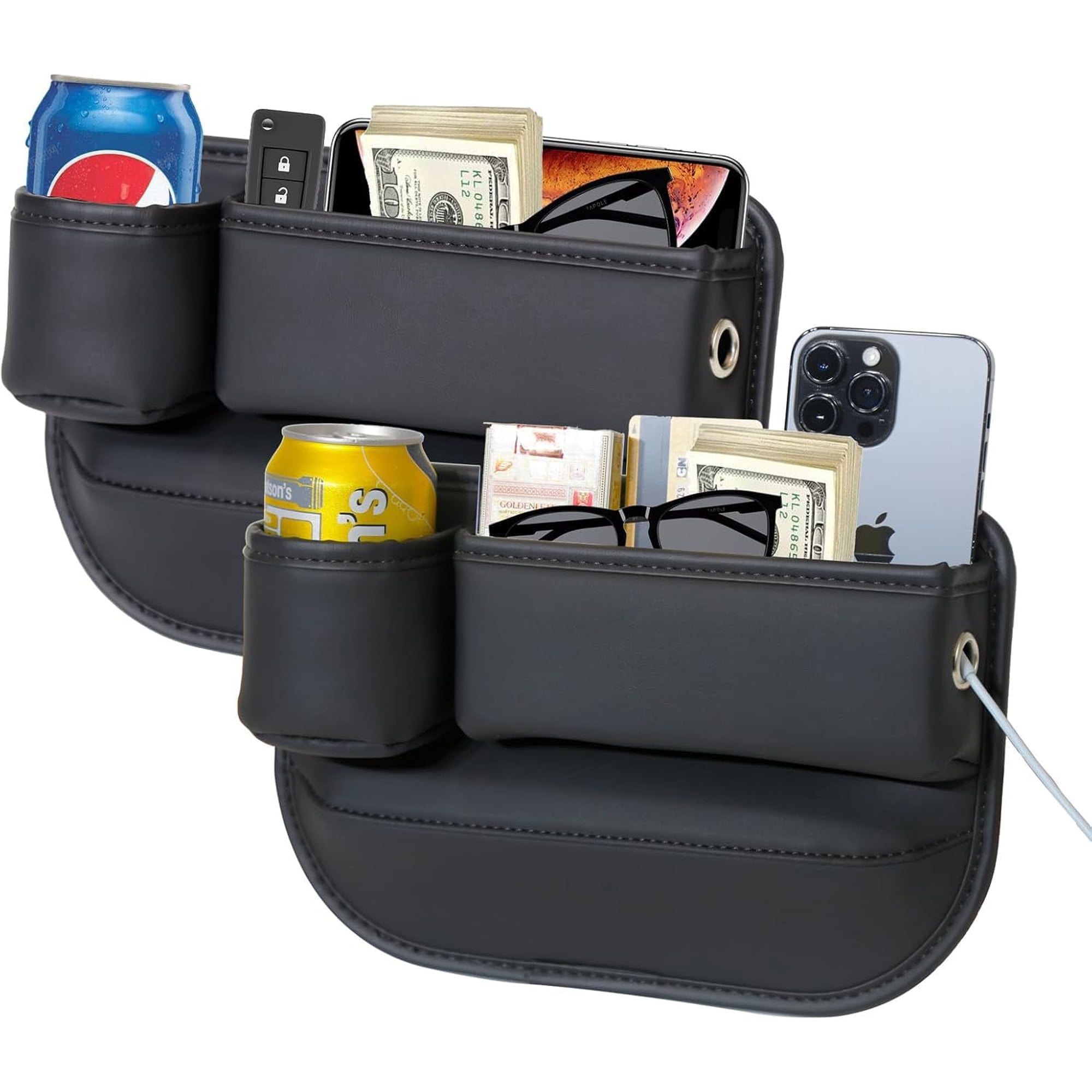 Organizador Relleno Para Hueco Del Asiento Del Auto Plew De Cuero, Paquete De 2