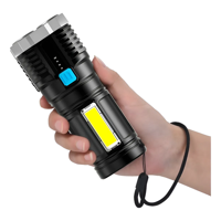 Genérico - Linterna Led Recargable Alto Alcance 4 Led Fría Negro