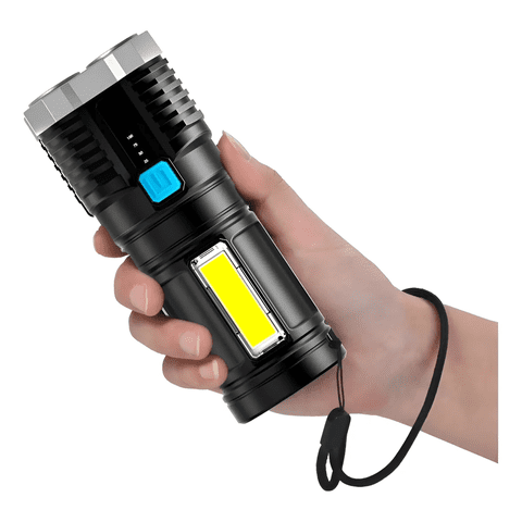 Genérico - Linterna Led Recargable Alto Alcance 4 Led Fría Negro