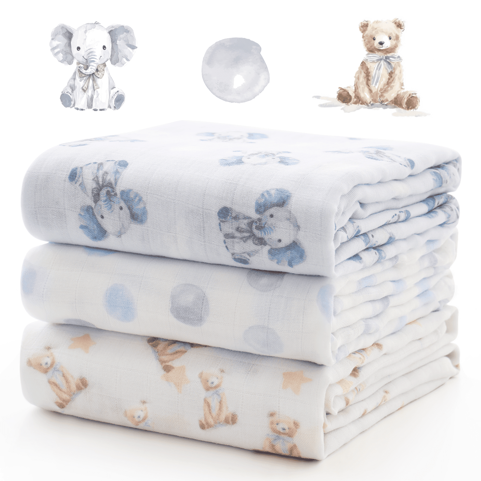 Manta Momcozy Muselina Para Envolver Bebé Pack De 3 Grande 47" X 47