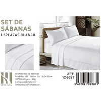 Mundo Shopping - Set De Sabanas 1.5 Plazas 150 Hilos 1 Funda De Almohada Hilos Color Blanca