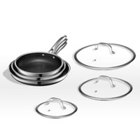Juego De Sartenes Antiadherentes Híbridas Cookware Hexclad De 6 Piezas Con Tapas
