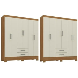 Movelaria - Combo 2 Clóset 6 Puertas 2 Cajones 180X135X35 Cm Off White R62X2