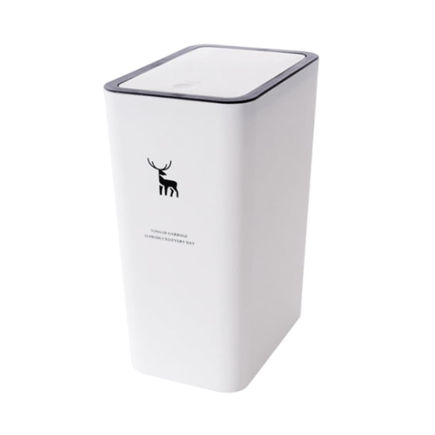 Cubo De Basura Con Tapa Cubo De Basura Doméstico Para Sala De Estar Sala De Manualidades Inodoro Blanco