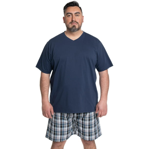 Pijama Hombre Relax Dúo Polera Jersey Bermuda Cuadros