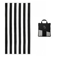 Aura Zeus - Toalla Microfibra Playa + Bolso Viaje 160X90 Cm Xl Gimnasio Grande Az Negro Verano