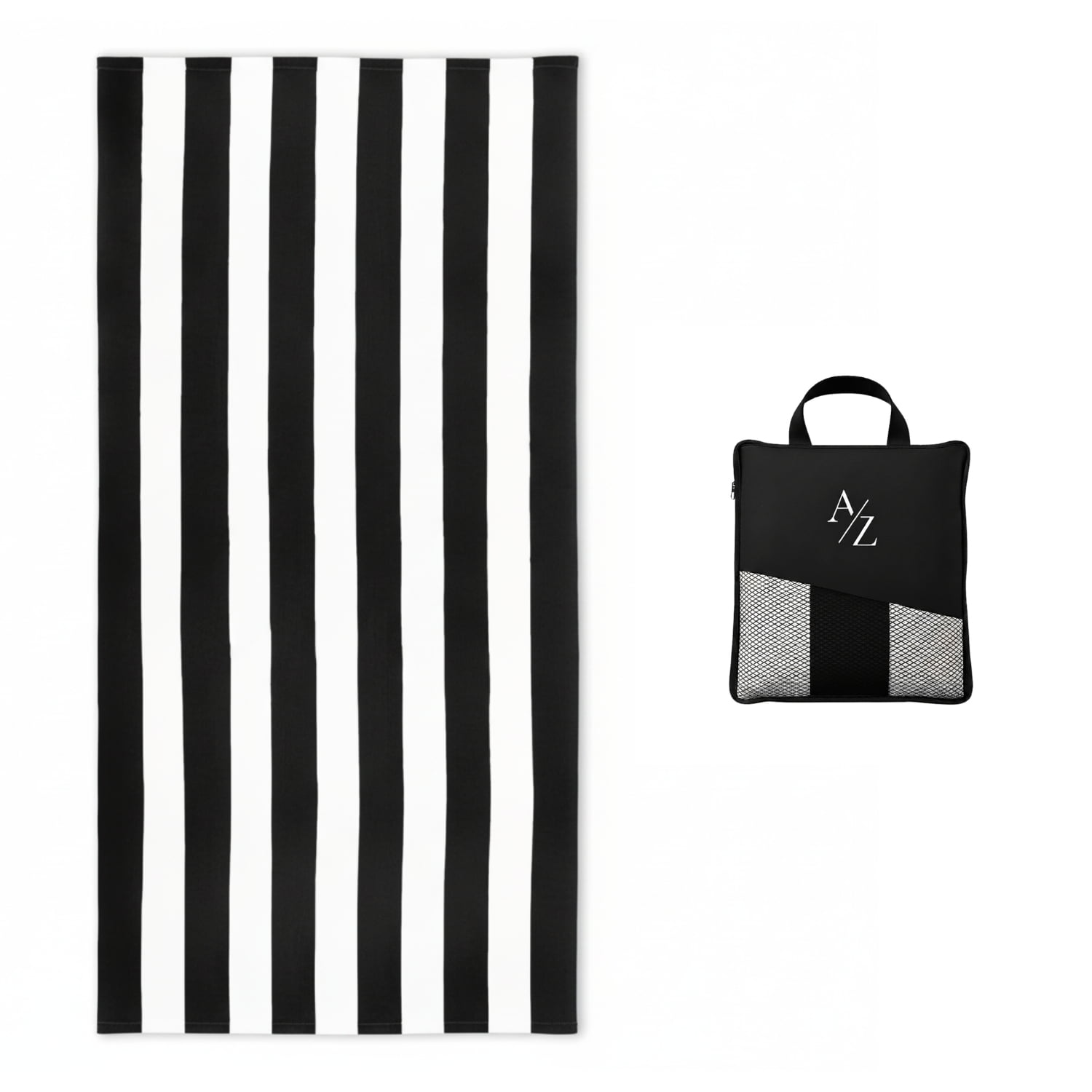 Aura Zeus - Toalla Microfibra Playa + Bolso Viaje 160x90 Cm Xl Gimnasio Grande Az Negro Verano