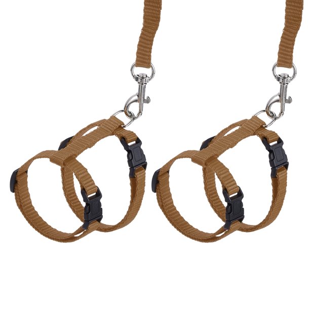 Uxcell 2Pcs Arnés y Correa para Conejos a Prueba de Escape Arnés para Animales Pequeños Correa Suave con Hebilla Ajustable Marrón para Paseo de Cachorros