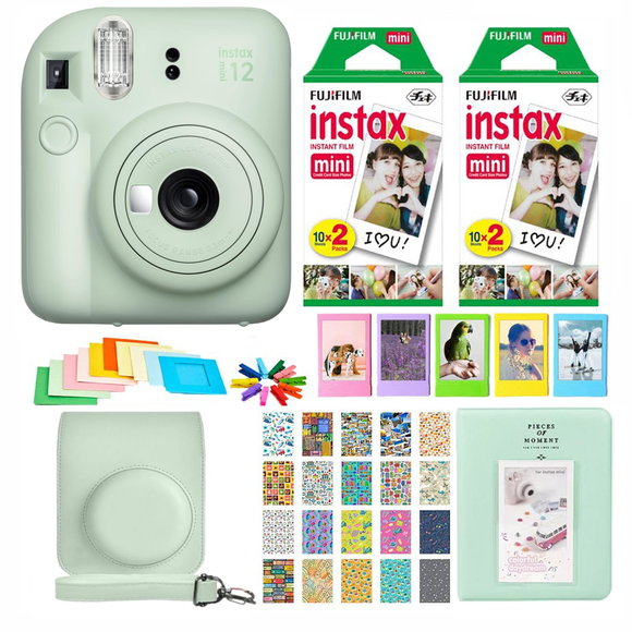 SET CÁMARA INSTAX MINI 12 VERDE +40 PELÍCULAS +ACCESORIOS