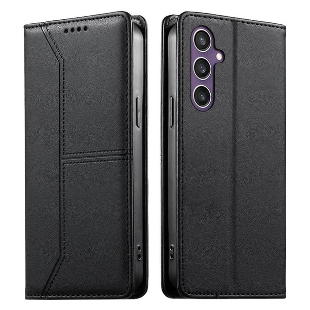 Funda tipo cartera con bloqueo RFID para Samsung Galaxy S24 cubierta magnética de cuero con tapa y soporte Negro