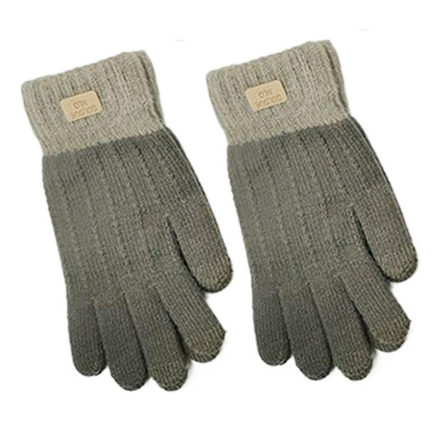 Guantes de lana de alpaca tejidos con pantalla táctil para mujer, otoño e invierno, cálidos, anticongelantes, forrados con vellón, gruesos y de dedos completos.