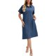 thumbnail image 2 of INSPIRE CHIC Vestido Camisero de Mezclilla para Mujer Regreso a Clases Manga Corta Abotonado Casual Midi Azul Marino S, 2 of 5