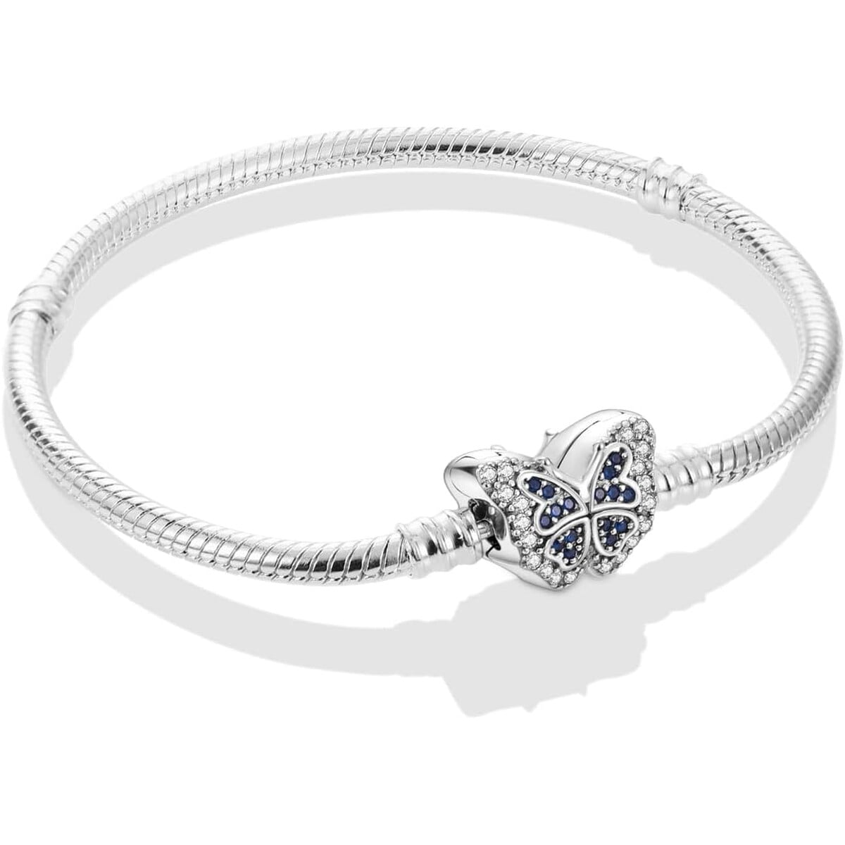 Pulsera Mula Plata 925 Cadena Snake Dije Mariposa