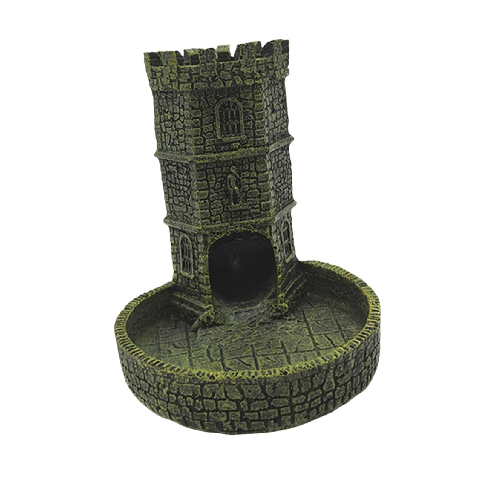 Magideal - Torre De Dados Castillo Con Bandeja Accesorio Para Juegos De Mesa Decoración Para El Hogar Figura De Resina Garantiza Tiradas Aleatorias Y Adecuada Pa Amarillo Verde