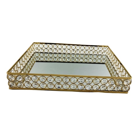 Magideal - Bandejas De Servir Con Espejo Plato De Fruta Para Refrigerios Bandeja De Tocador Con Espejo Multipropósito Bandeja De Cosméticos Con Perfume Bandeja , L L