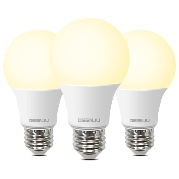 Paquete de 3 bombillas LED DEGNJU A19, 8 W, 800 lm, 2700 K, E26