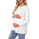 thumbnail image 4 of INSPIRE CHIC Sudadera de Maternidad Imperio de Manga Larga Blusa Línea A Otoño Invierno Tops de Embarazo Oversize L Blanco, 4 of 6