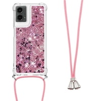 Funda Foxdock Para Motorola Moto G 5G 2024 Con Cuerda Ajustable, Brillo Líquido, Protección Antigolpes Y Lente – Ideal Para Regalo