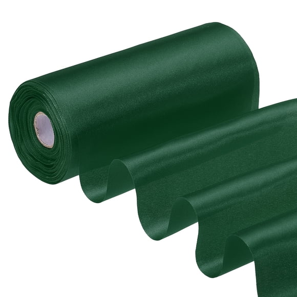 Rollo de Cinta de Satén Uxcell, Cinta para Envolver Regalos para Kit de Ceremonia de Corte Inauguración Gran Lazo de Coche Faja de Silla DIY Costura Verde Oscuro