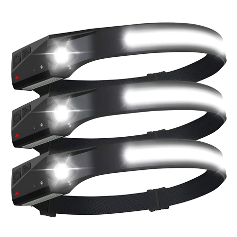 Genérico - 3X Linterna De Cabeza Cintillo Recargable Lampara Minero