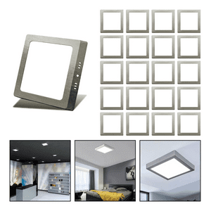 Genérico - 20 Foco Plafon Led Cuadrado Sobrepuesto 18W Luz Fria Niquel
