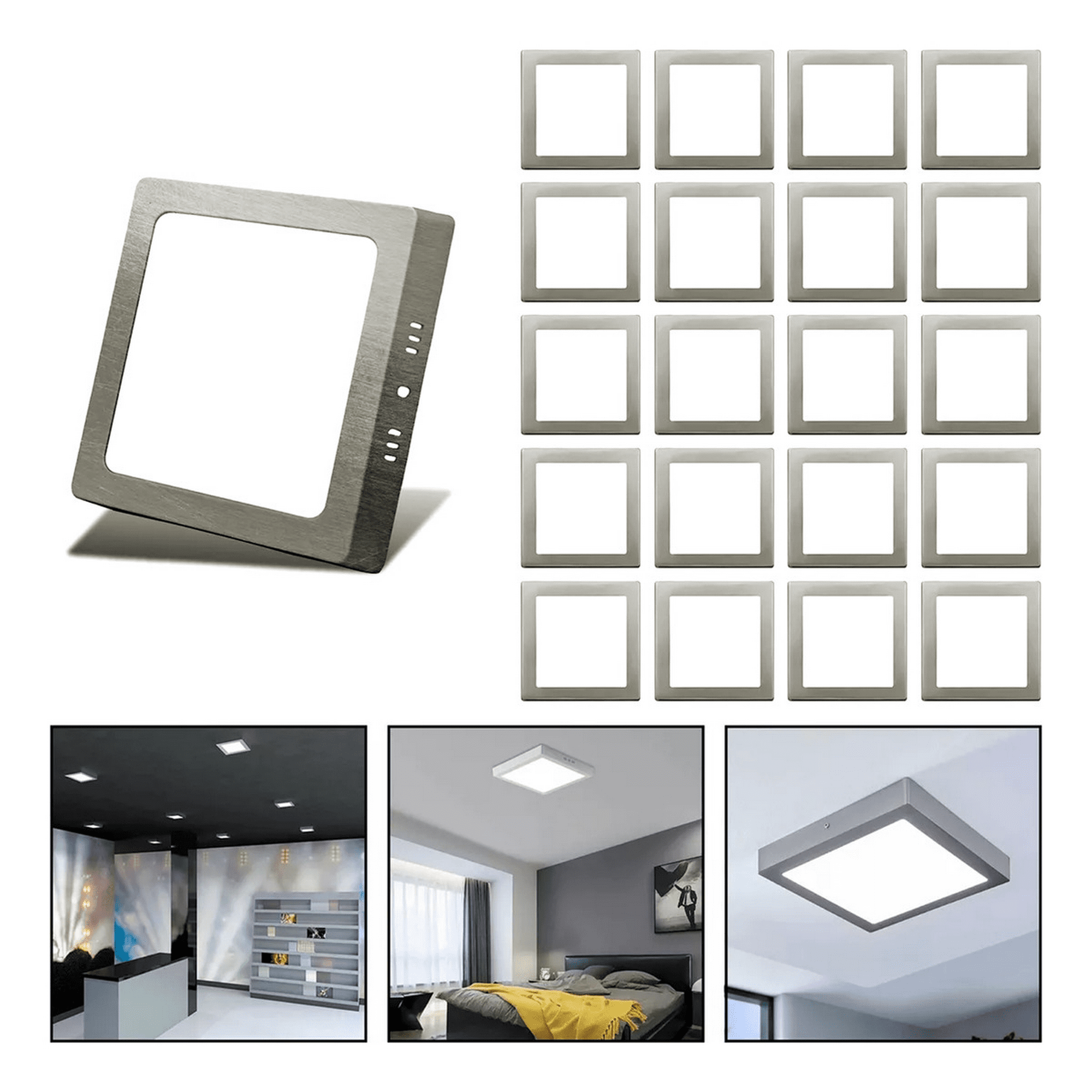 Genérico - 20 Foco Plafon Led Cuadrado Sobrepuesto 18w Luz Fria Niquel