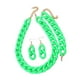 thumbnail image 1 of Conjunto De Collar, Pulsera Y Pendientes Con Cadena De Eslabones Acrílicos, Cadena Gruesa Mate, Joyería Verde, 1 of 3