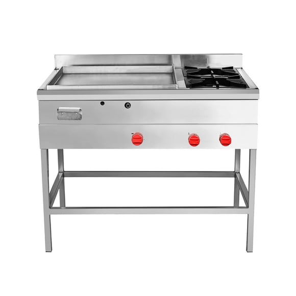 Plancha Industrial 600x600 Acero Inox 2 Quemadores Glp