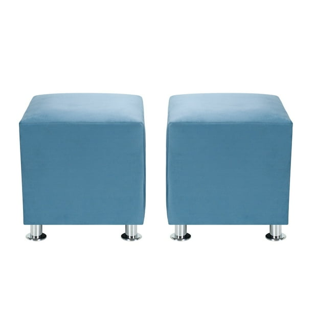 Set Pouf Cali 1c Felpa 12 Azul Petroleo