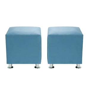 Bodevir - Set Pouf Cali 1C Felpa 12 Azul Petroleo