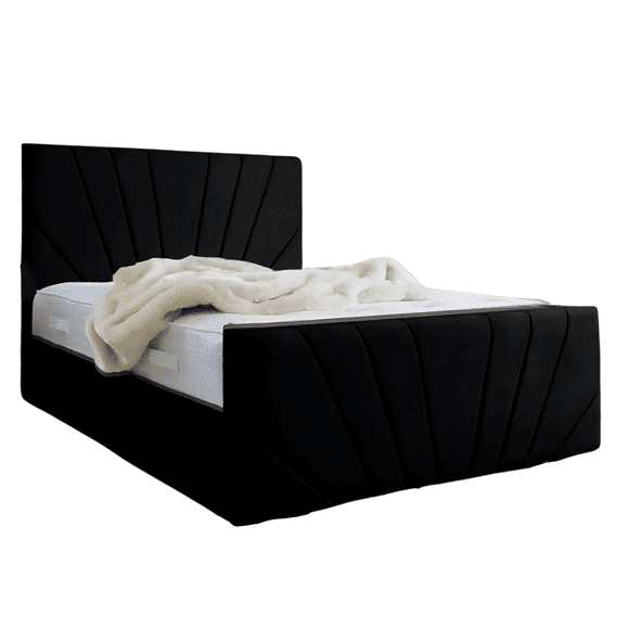 Base De Cama Doble Respaldo Super King Felpa Negro