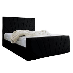 Mueblart - Base De Cama Doble Respaldo 1,5 Plazas Lino Negro