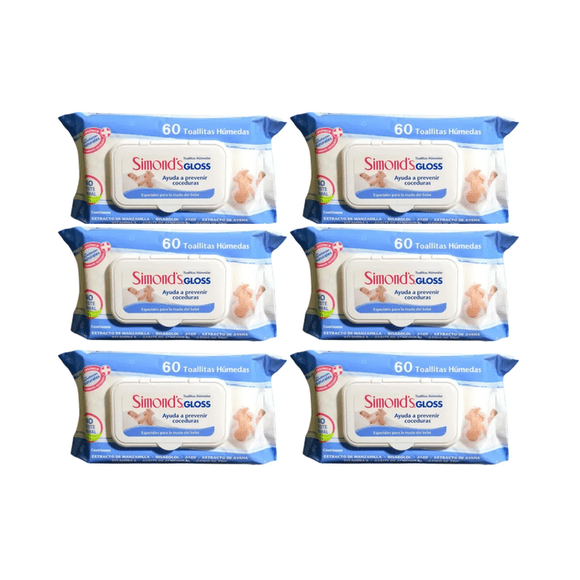 Pack 6 Toallitas Húmedas Simonds Gloss 60 Unidades