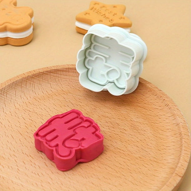 1pc, Chinese Character Cookie Plunger Cutter, FU LU SHOU XI WANG CAI Cookie Cutters, Fortune Lucky Cookie Stamp, Blessing Greeting Fondant Mold, Baking Tools, Kitchen Gadgets, Kitchen Accessories, Hom