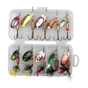 Magideal - 10 Señuelos De Pesca Spinnerbait Señuelos De Metal Duro En Línea Spinnerbaits Con Caja De Aparejos Señuelos De Trucha Surtidos Para Salmón Walleye Bas Estilo A