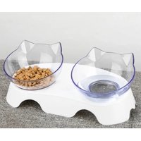 Genérico - Plato Doble Para Mascotas Con Forma De Gato