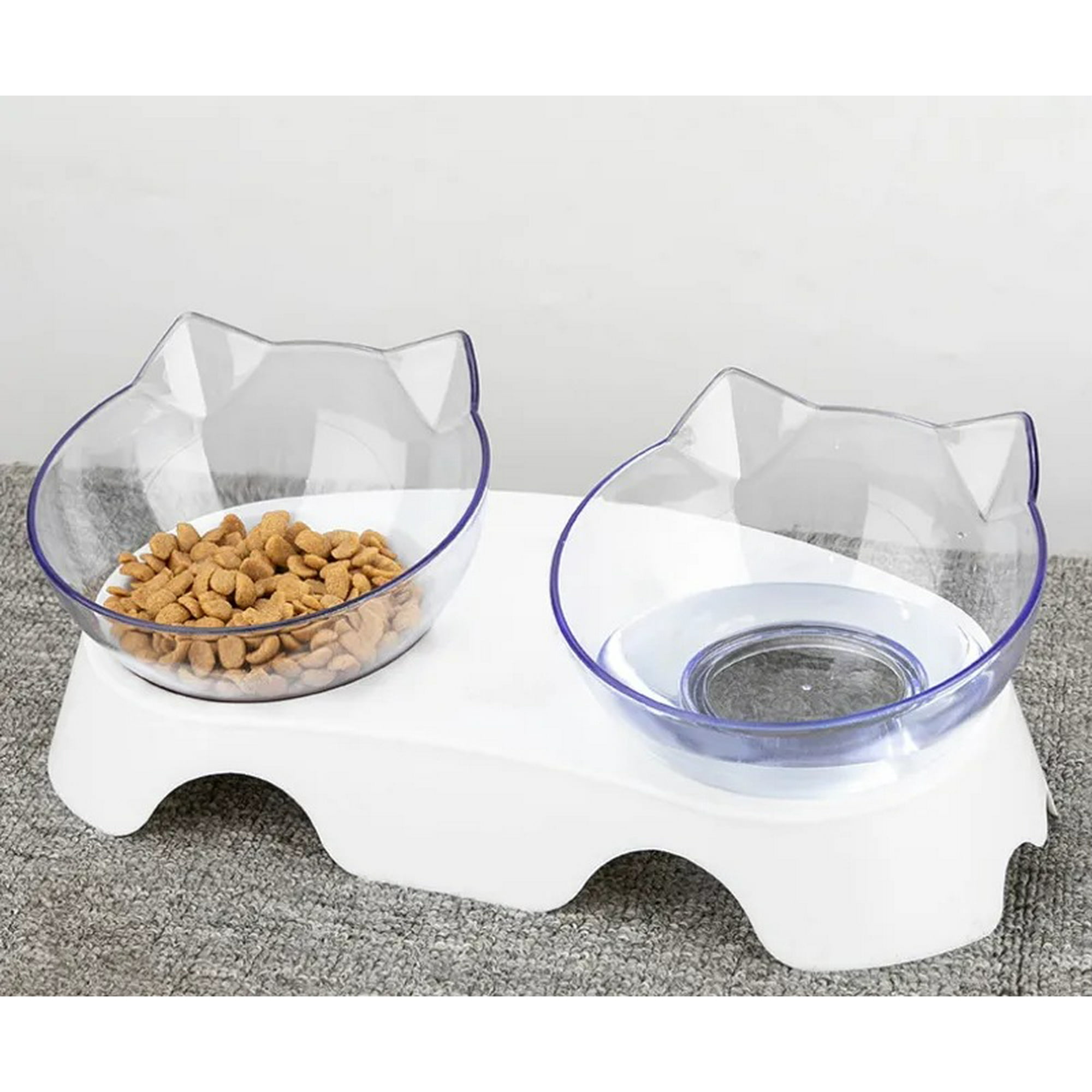 Genérico - Plato Doble Para Mascotas Con Forma De Gato