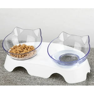 Genérico - Plato Doble Para Mascotas Con Forma De Gato