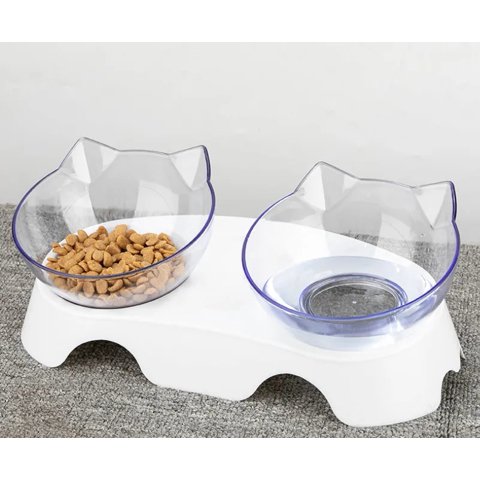 Genérico - Plato Doble Para Mascotas Con Forma De Gato